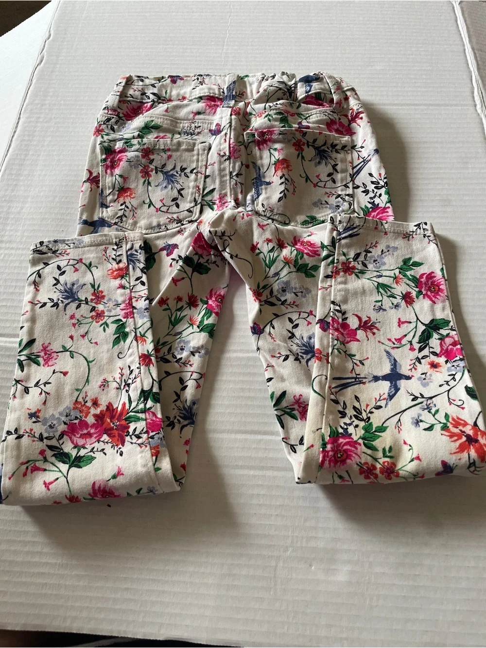 Old Navy Jeggings Floral Print Skinny Jeans - White Background